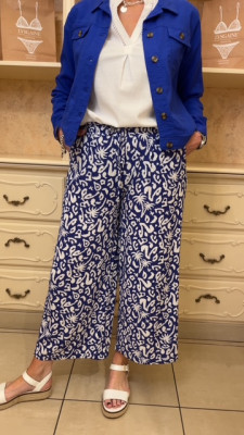 Pantalon 7/8 ème indigo et blanc Ethymologie