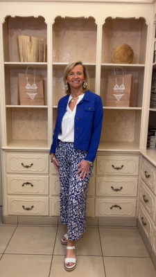 Pantalon 7/8 ème indigo et blanc Ethymologie