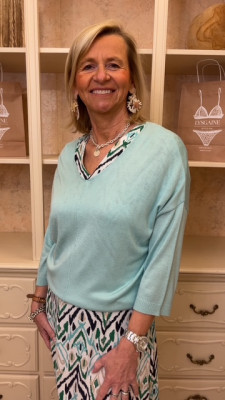 Pull col V vert menthe Ethymologie