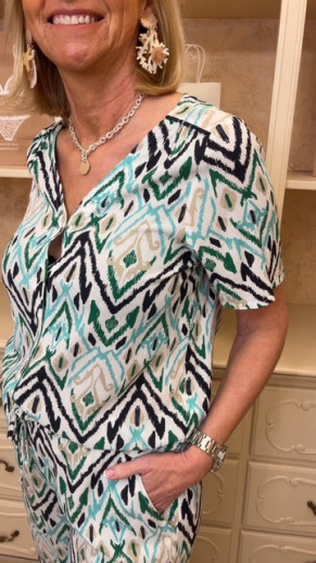 Tunique imprimée vert turquoise Ethymologie