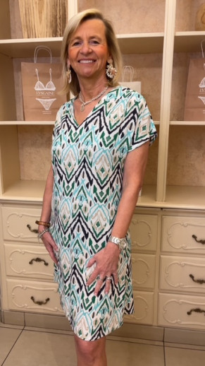 Robe imprimée verte et turquoise Ethymologie