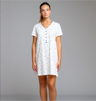 Chemise de nuit marine et blanche Egatex