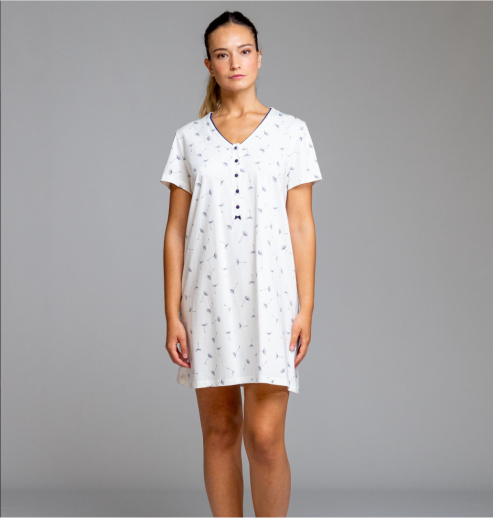 Chemise de nuit marine et blanche Egatex