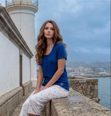 Pyjama bleu et blanc Egatex