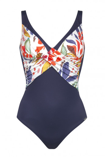 Maillot de bain marine décolleté imprimé Charmline
