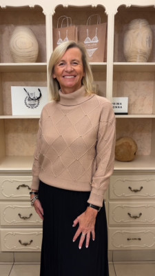 Pull col roulé camel