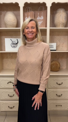 Pull col roulé camel