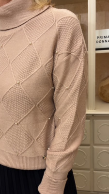Pull col roulé camel