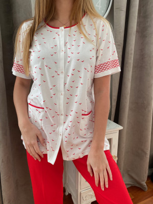 Canat pyjama rouge et blanc