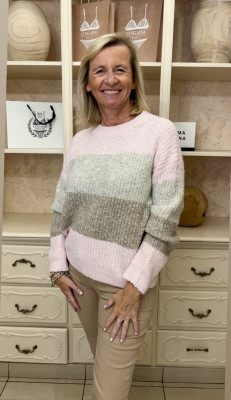 Pull rose taupe et gris