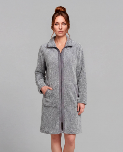 Peignoir zippé gris chiné Egatex