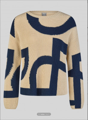 Pull beige impression marine Rabe