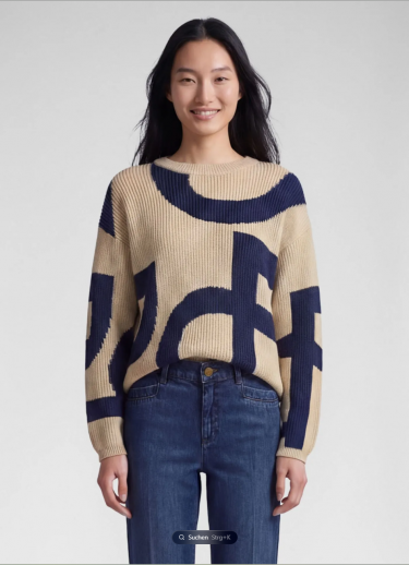 Pull beige impression marine Rabe