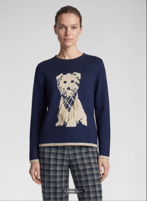 Pull marine motif chien beige Rabe
