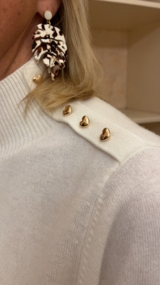 Pull col montant écru 100% laine Maud et sacha