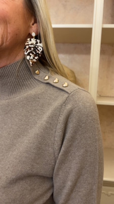 Pull col montant taupe 100% laine Maud et sacha