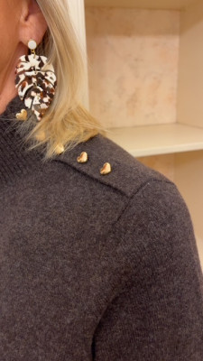 Pull col montant chocolat 100% laine Maud et sacha