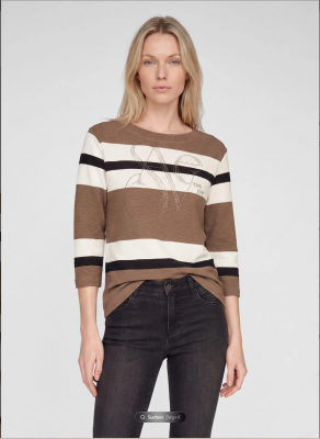 Pull taupe écru et noir Rabe