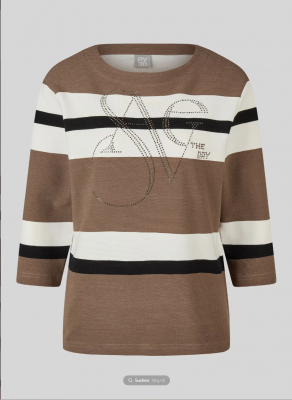 Pull taupe écru et noir Rabe