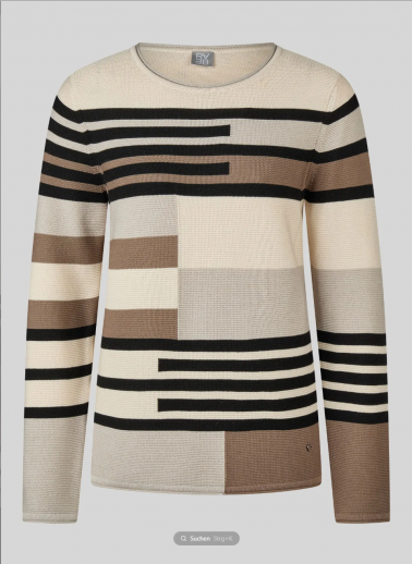 Pull beige noir et chocolat Rabe