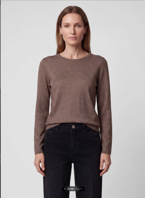 Pull taupe et strass Rabe