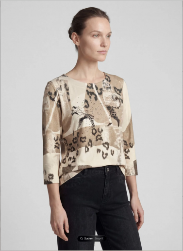 T.shirt imprimé beige et chocolat motif placé léopard Rabe