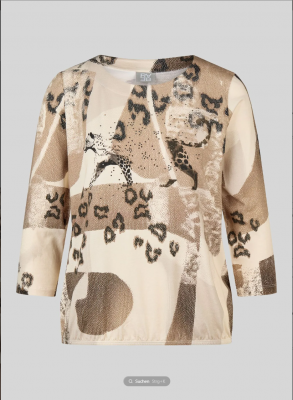 T.shirt imprimé beige et chocolat motif placé léopard Rabe