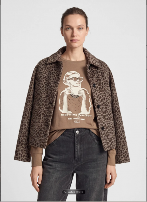 Veste léopard oversize taupe et noire Rabe