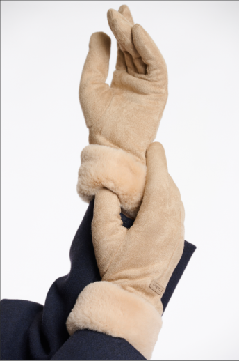 Gants suédine beige Rinopelle
