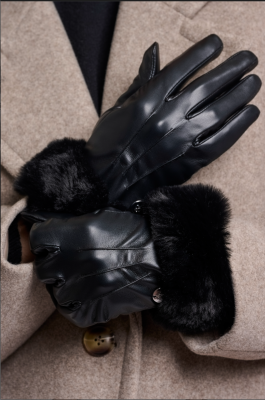 Gants similicuir noir Rinopelle