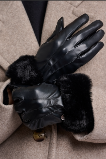 Gants similicuir noir Rinopelle