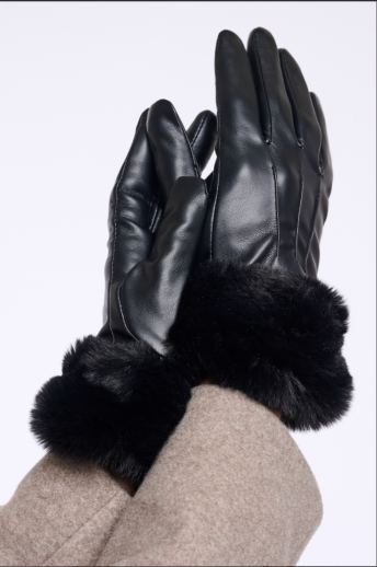 Gants similicuir noir Rinopelle